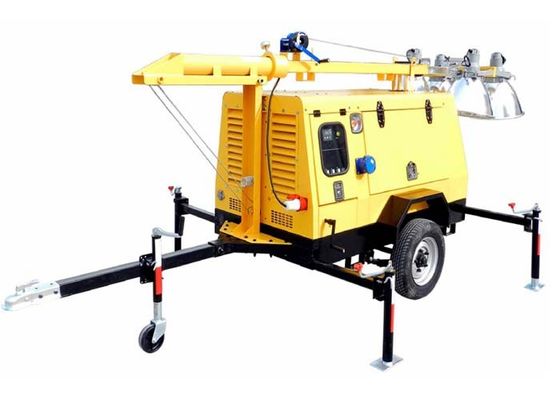 냉각되는 공기를 가진 디젤 엔진 수동 이동할 수 있는 등대 금속 할로겐 빛